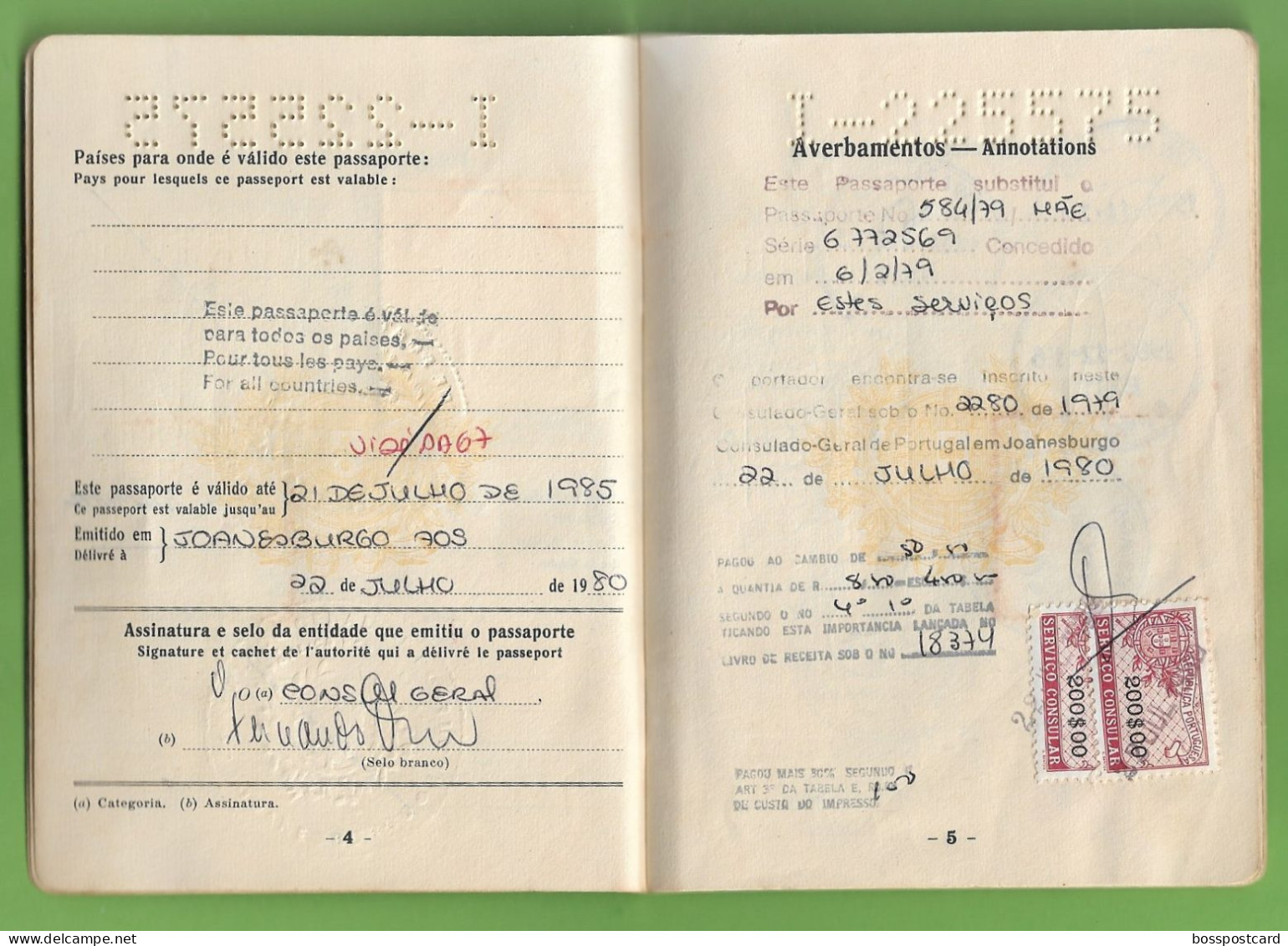 Portugal - Passport - Passeport - Reisepass - South Africa - Ohne Zuordnung