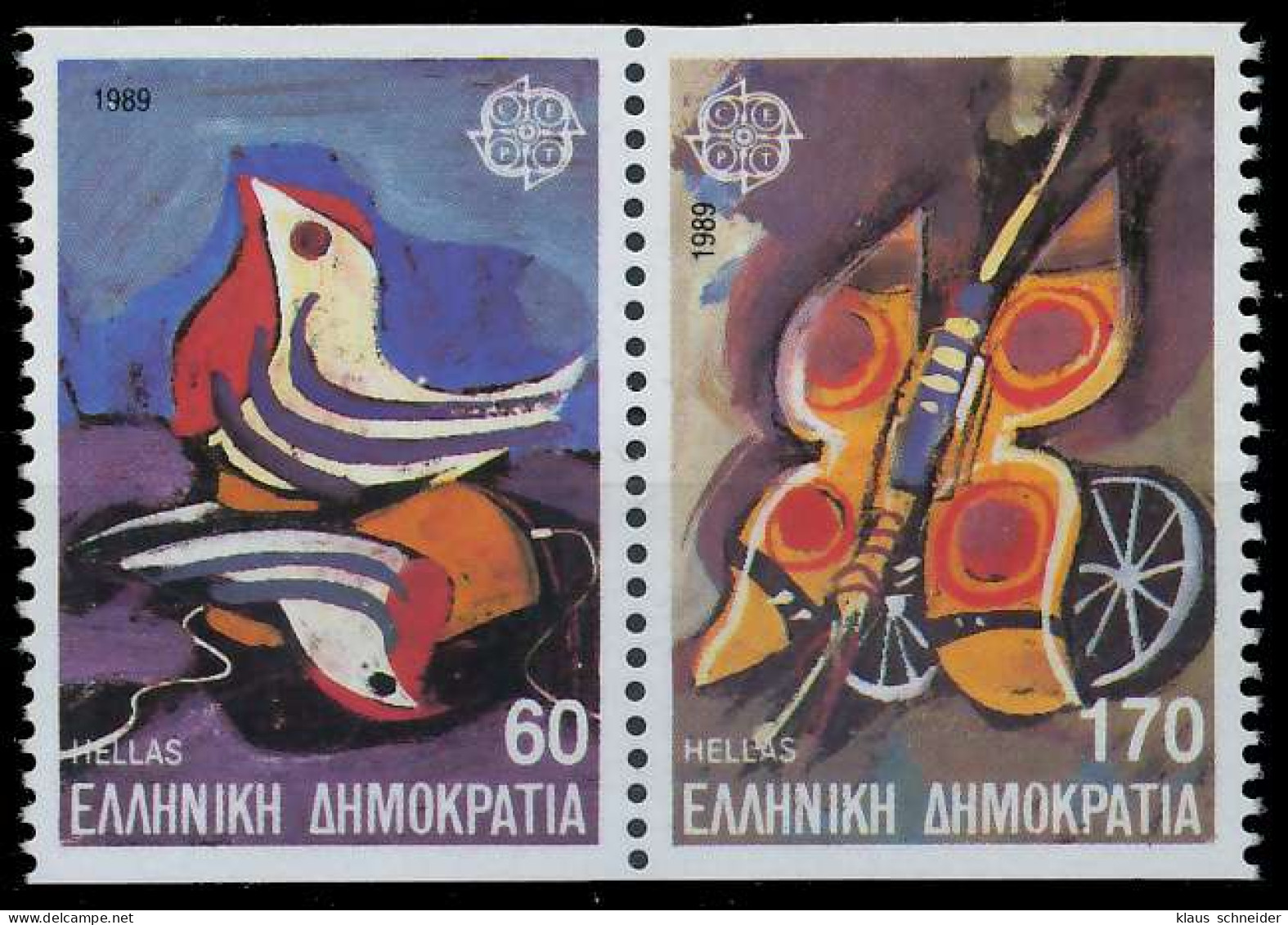 GRIECHENLAND 1989 Nr 1721C-1722C Postfrisch WAAGR PAAR X5CF16A - Unused Stamps