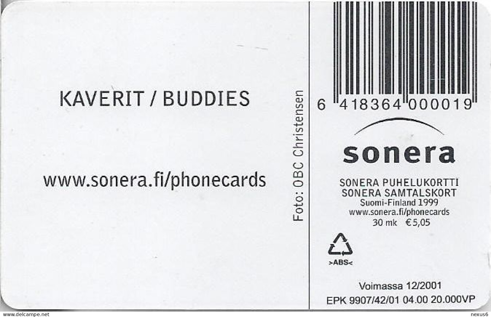 Finland - Sonera (Chip) - D Series - Buddies, Dogs, 04.2000, 30Mk, 20.000ex, Used - Finlandia