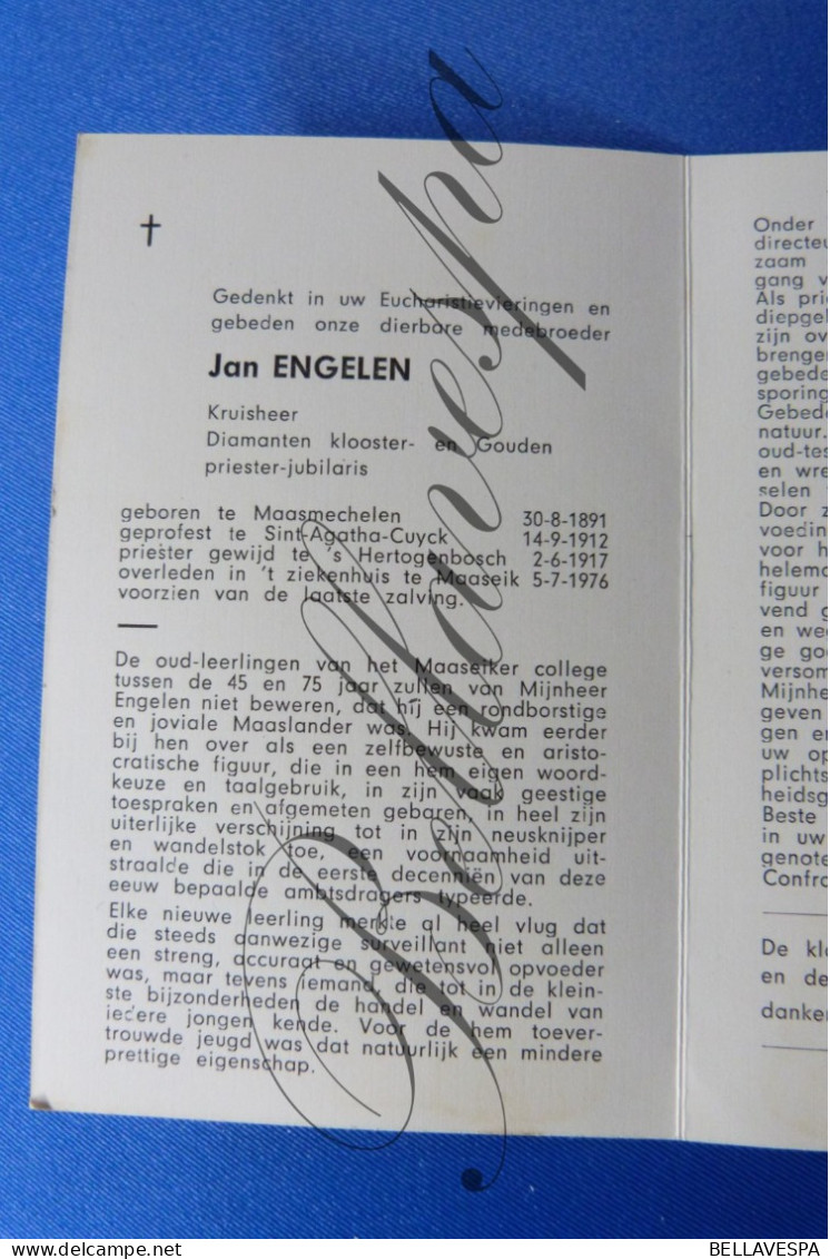 Jan ENGELEN Kruisheer Maasmechelen 1891- Maaseik 1976 - Todesanzeige