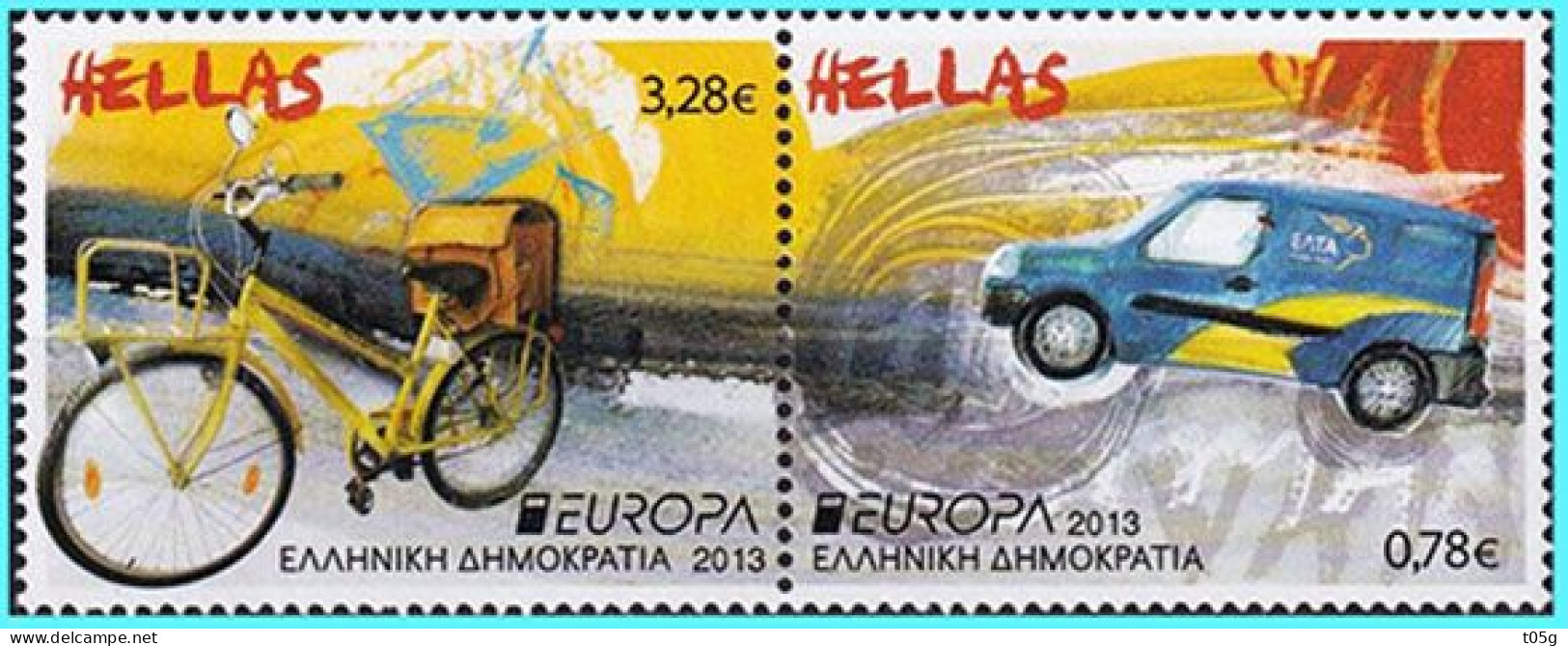 GREECE- GRECE- HELLAS 2013:  Europa 2013 Se-Tenant, Horizontaly Imperforate Compl. Set ΜΝΗ** - Nuevos