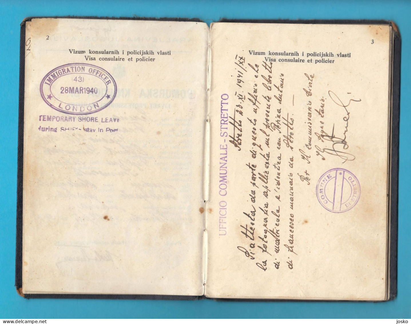 CROATIA Ex YUGOSLAVIA SEAMAN'S BOOK (1939) Tijesno Island Murter * Livret Professionnel Maritime Libretto Di Navigazione - Otros & Sin Clasificación