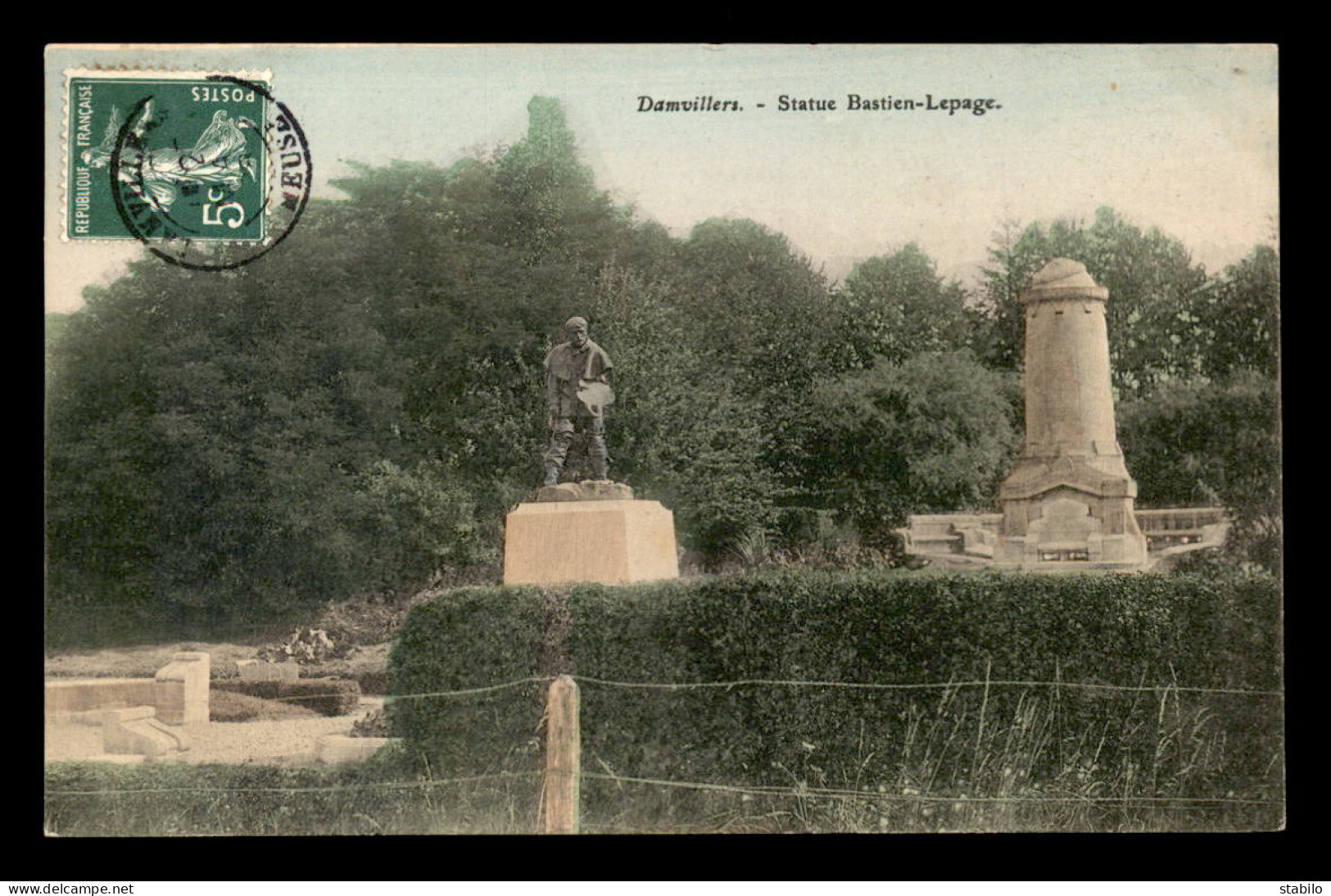 55 - DAMVILLERS - STATUE BASTIEN LEPAGE - CARTE COLORISEE - Damvillers