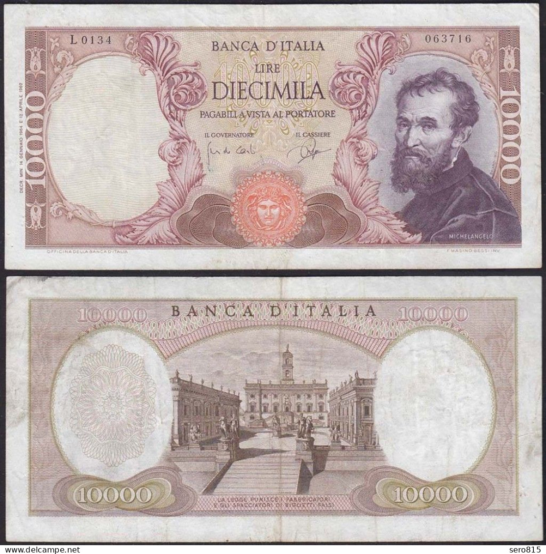 Italien - Italy - 10000 10.000 Lire 1964 Banknote Pick 97b - VF  (12728 - Autres & Non Classés
