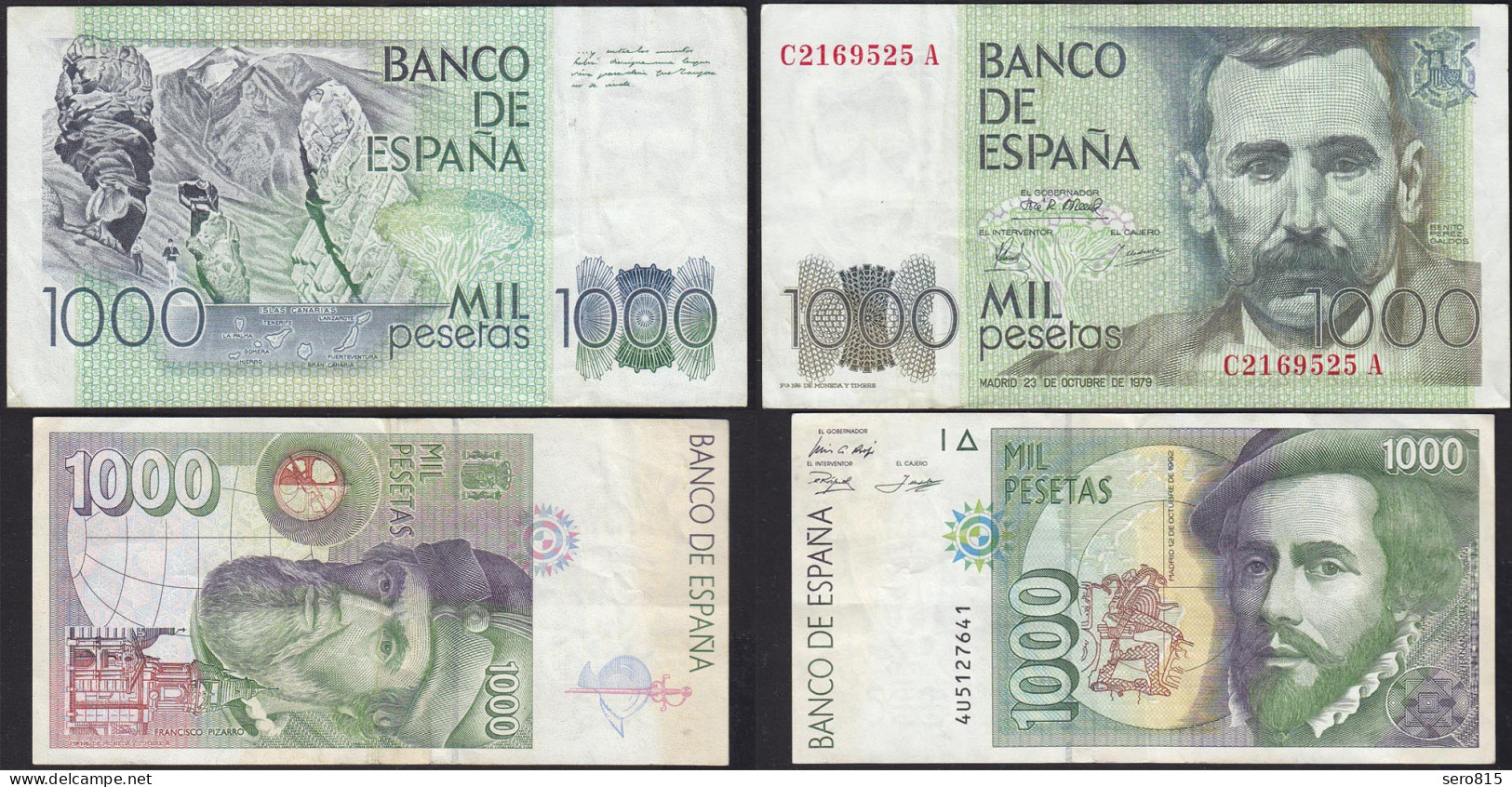 Spanien - Spain  Je 1000 Pesetas 1979 + 1992 Pick 158 + 163 F/VF   (13533 - Autres & Non Classés