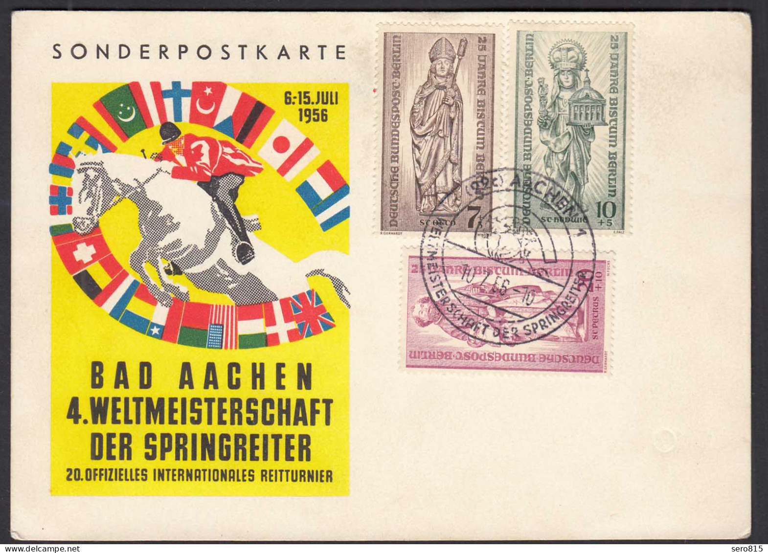 Aachen 1956 4.Weltmmeisterschaft Der Springreiter SST Mit Sonderkarte  (30621 - Reitsport