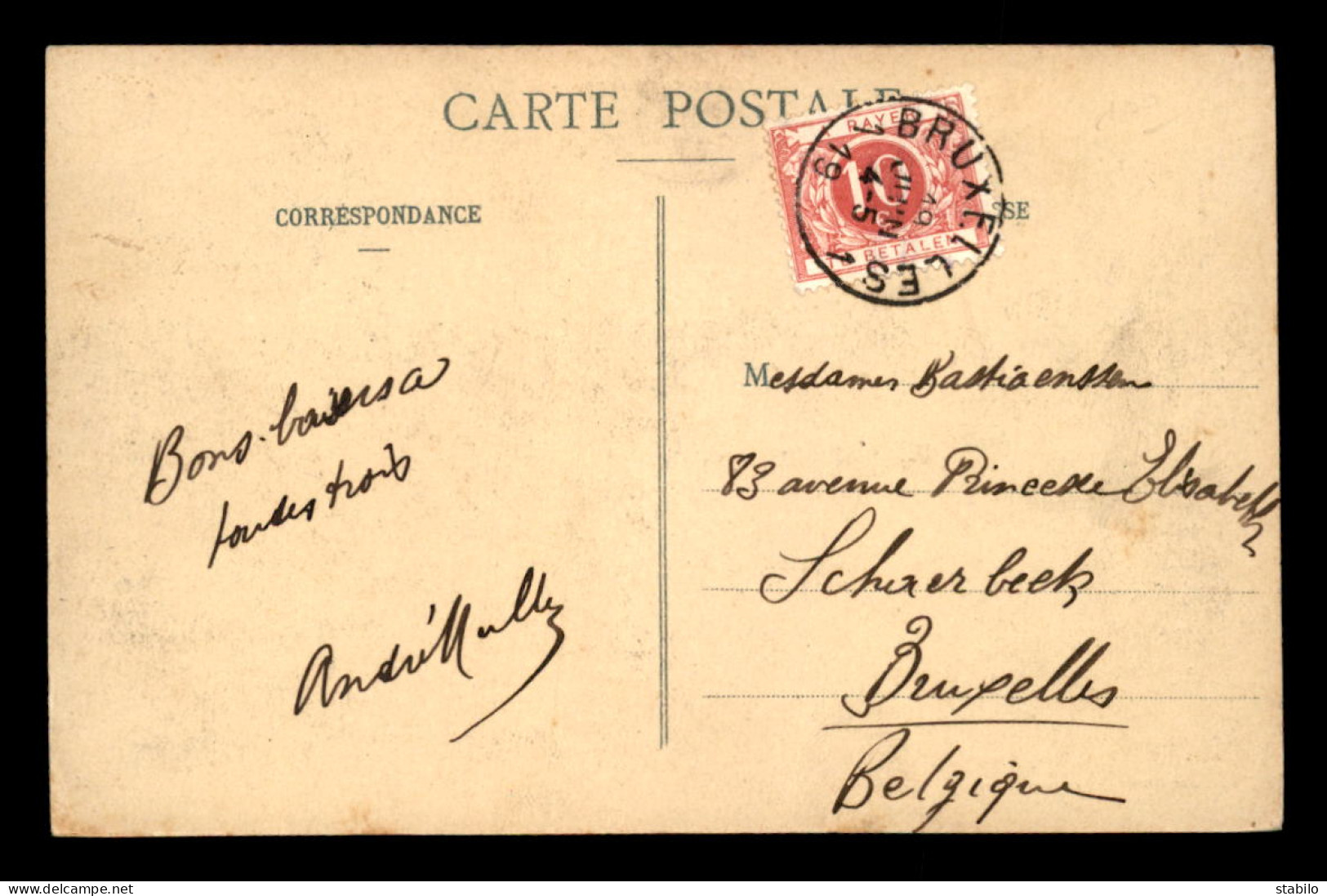 CARTE DE SISSONNE, TAXEE 1 TIMBRE 10C - CACHET DE BRUXELLES DU 19.06.19?? - Cartas & Documentos