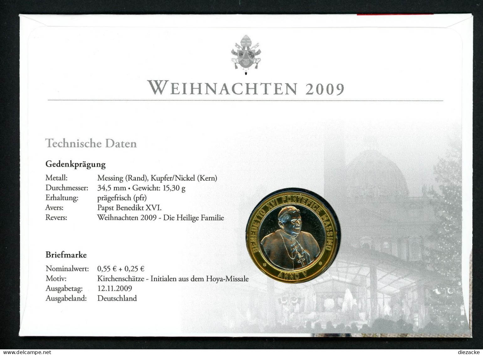 Vatikan 2009 Numisbrief Mit Medaille Weihnachte 2009 BU (Num134 - Ohne Zuordnung