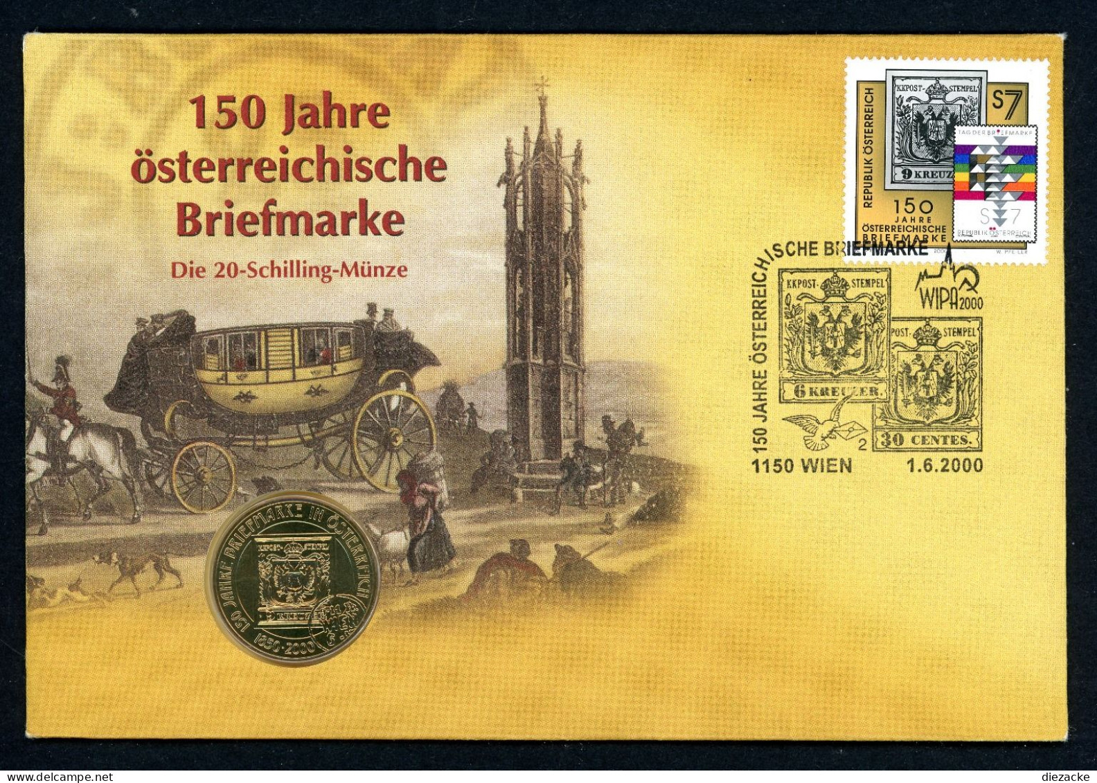 Österreich 2000 Numisbrief Mit 20 Schilling 150 J. österr. Briefmarke ST (Num135 - Ohne Zuordnung