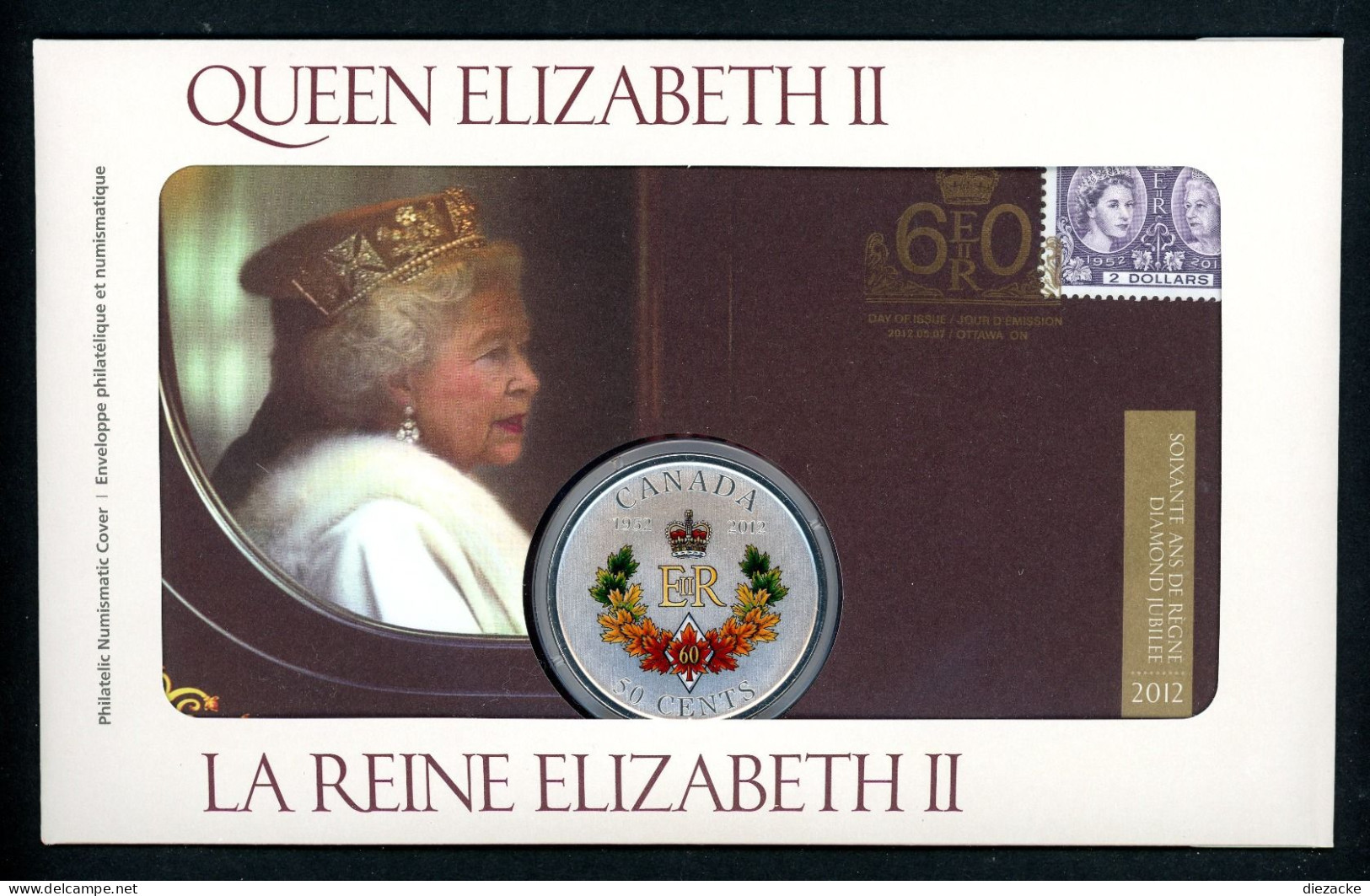 Kanada 2012 Numisbrief 50 Cent Diamond Jubilee Queen Elizabeth II. (Num139 - Canada