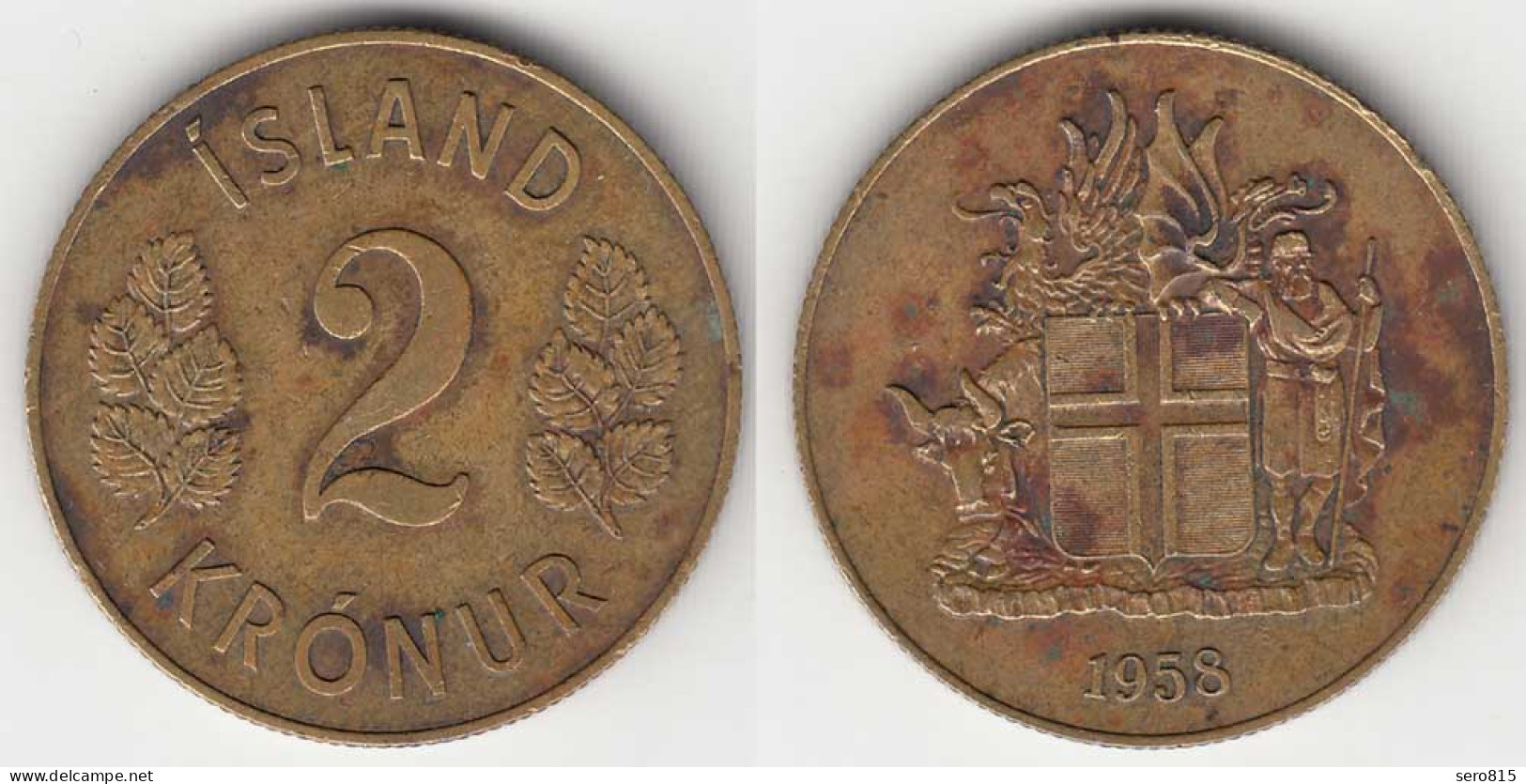 Iceland - Island 2 Kronur Münze 1958    (31698 - Islande