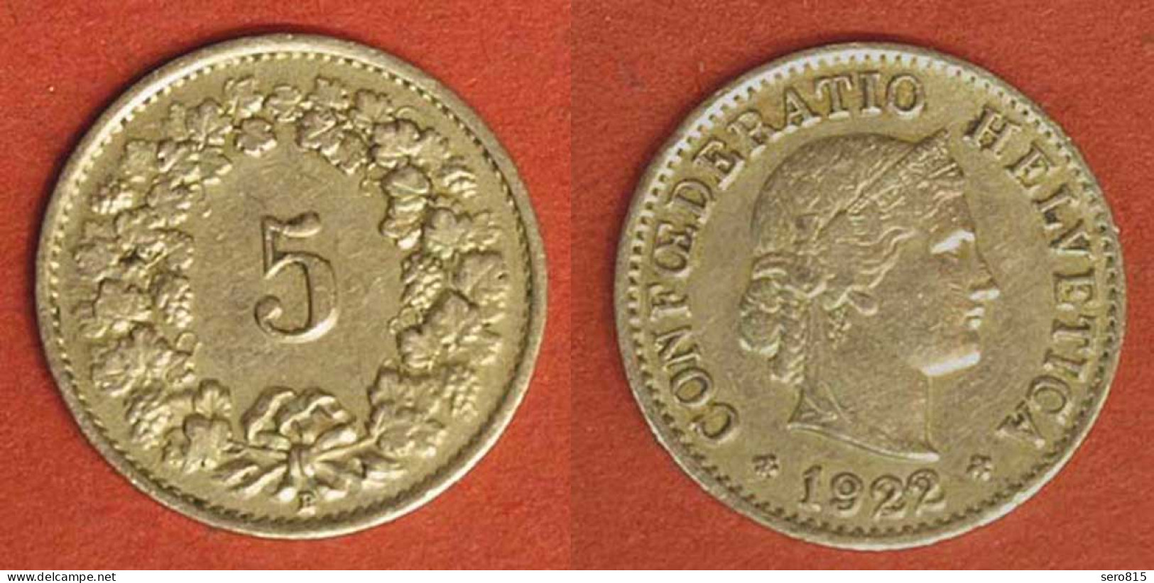 Schweiz - Switzerland 5 Rappen Münze 1922   (566 - Andere & Zonder Classificatie