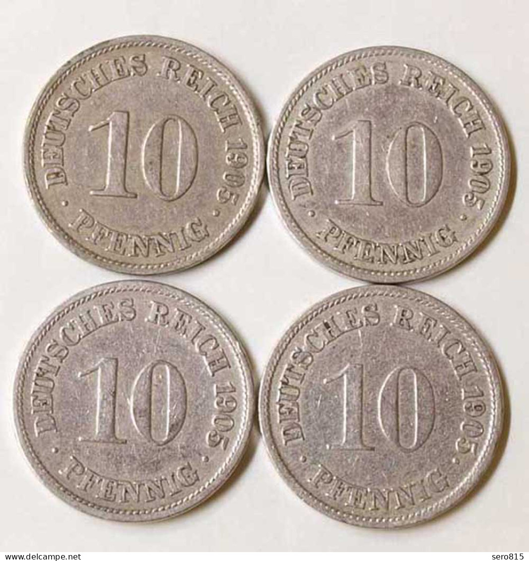 10 Pfg. Kaiserreich EMPIRE 1905  A,F,G,D, Jäger 13 (692 - 10 Pfennig