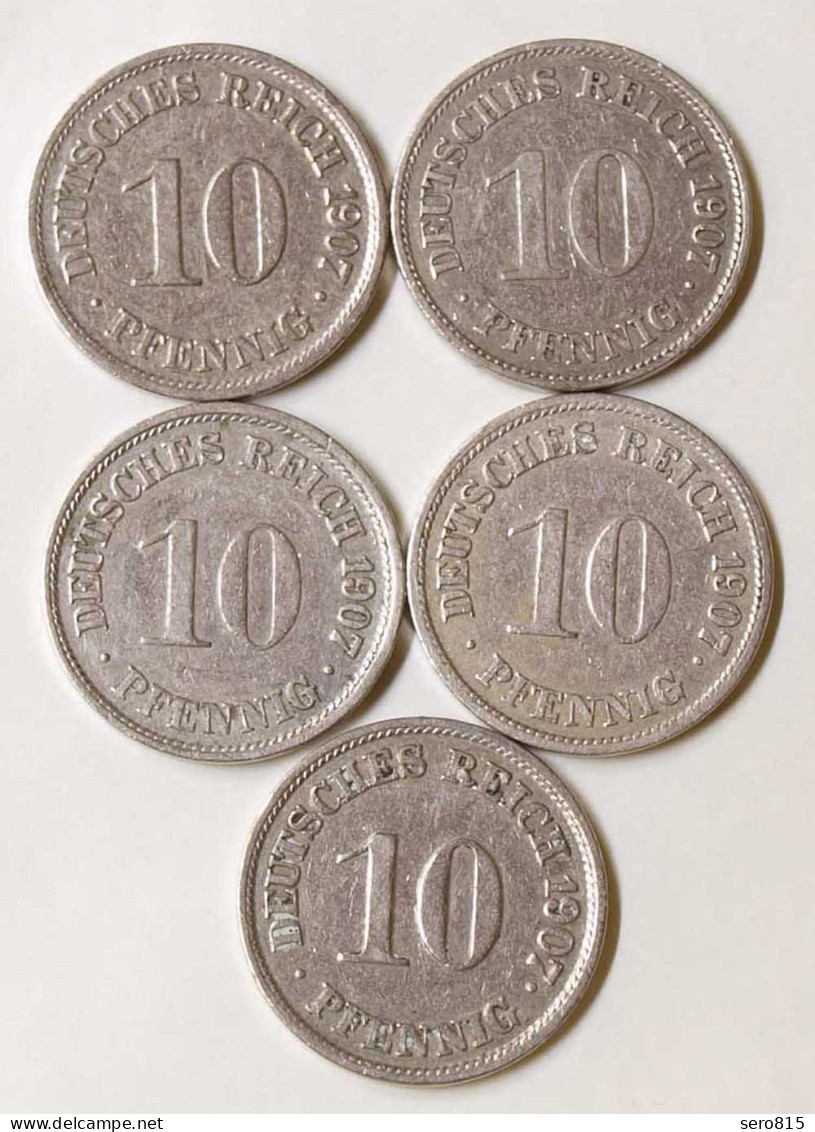 10 Pfg. Kaiserreich EMPIRE 1907  A,E,F,G,J, Jäger 13   (694 - 10 Pfennig