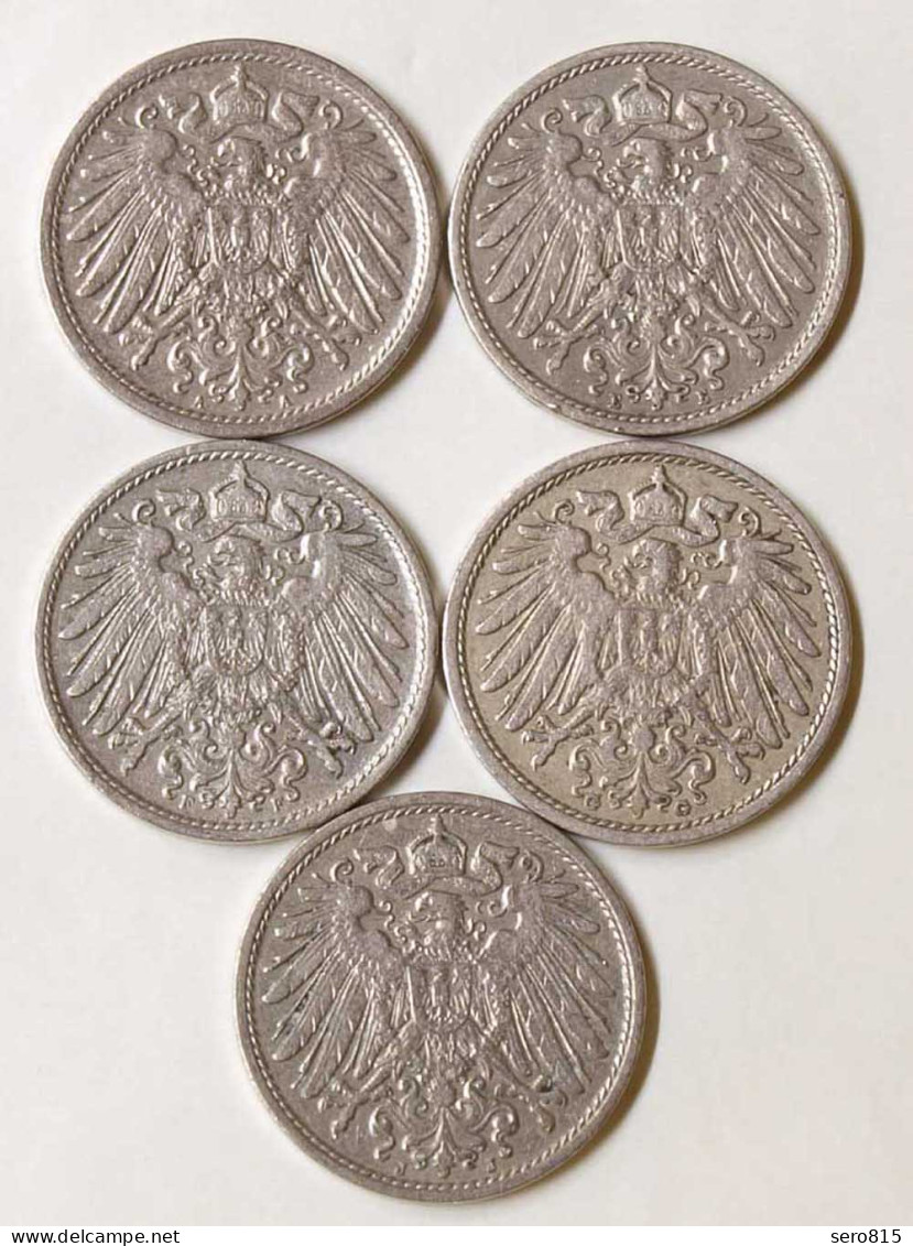 10 Pfg. Kaiserreich EMPIRE 1907  A,E,F,G,J, Jäger 13   (694 - 10 Pfennig