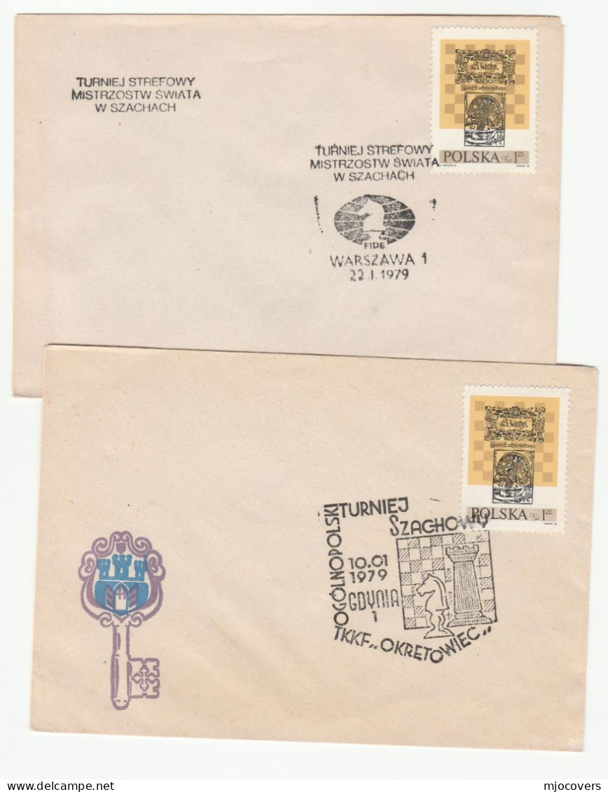 CHESS - 2 Diff 1979 POLAND Event COVERS Stamps Cover - Ajedrez