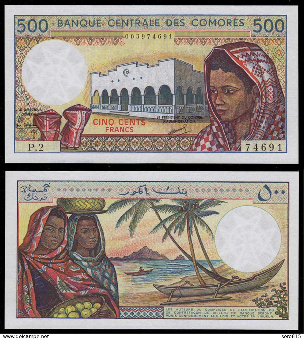Komoren - Comoros 500 Francs Banknote (1986-04) Pick 10a UNC (1)   (d181 - Sonstige – Afrika