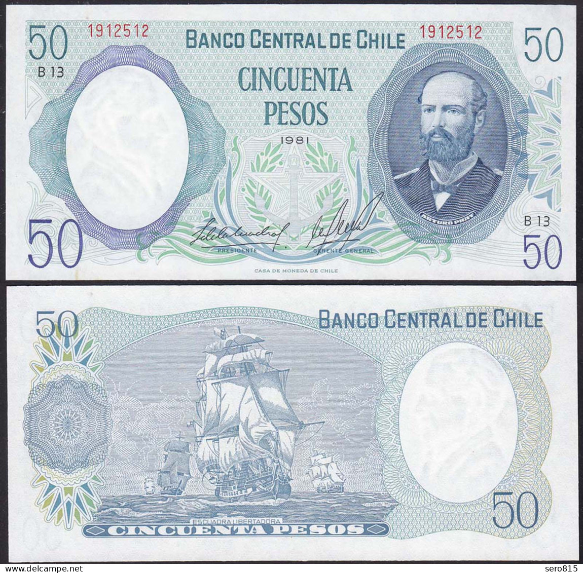 CHILE - 50 Pesos Banknote 1981 Pick 151b UNC (1) B14    (d156 - Other - America