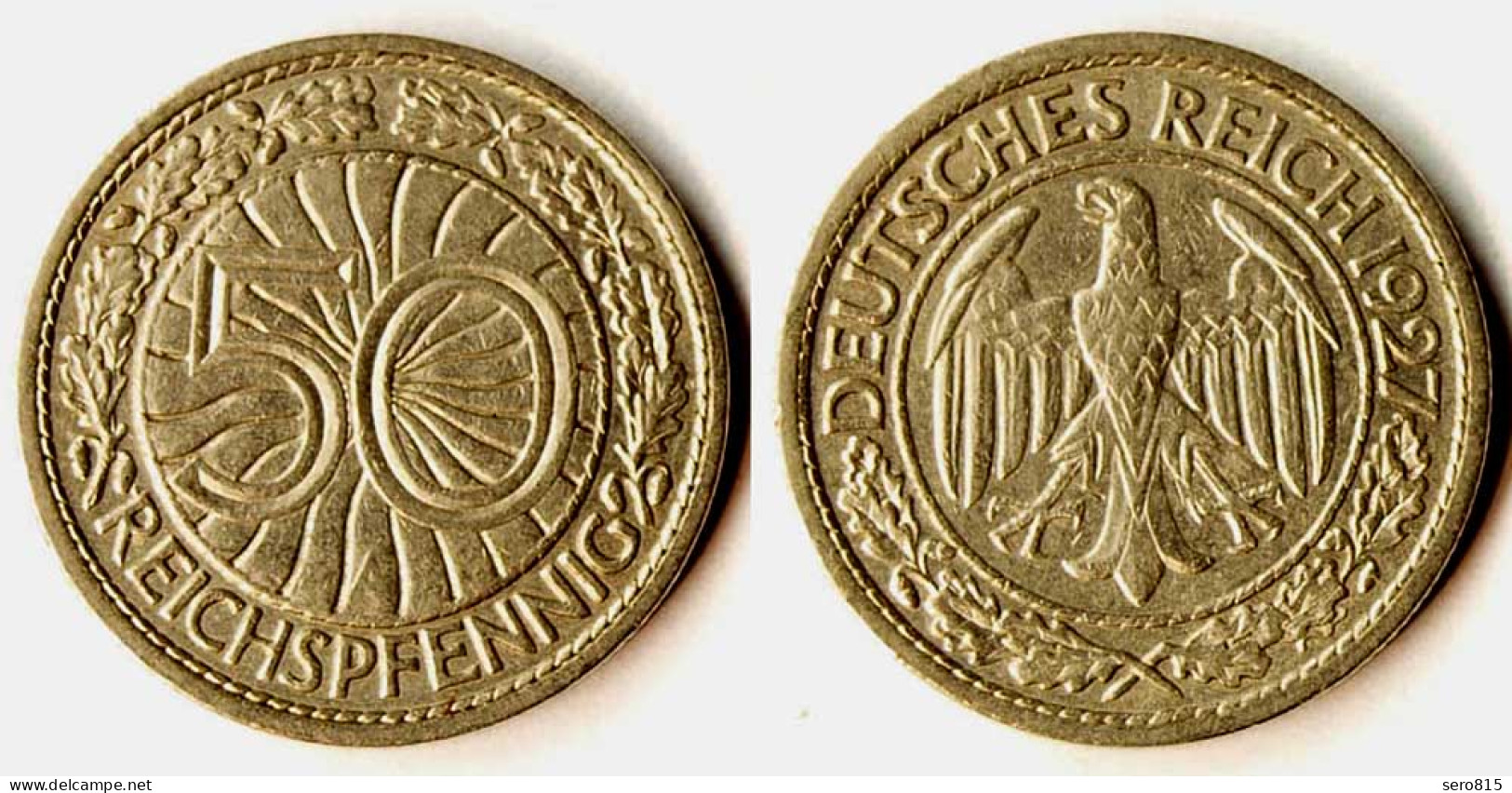 50 Reichpfennig 1927 A Deutsches Reich Weimar - Jäger 324   (r1118 - 50 Rentenpfennig & 50 Reichspfennig