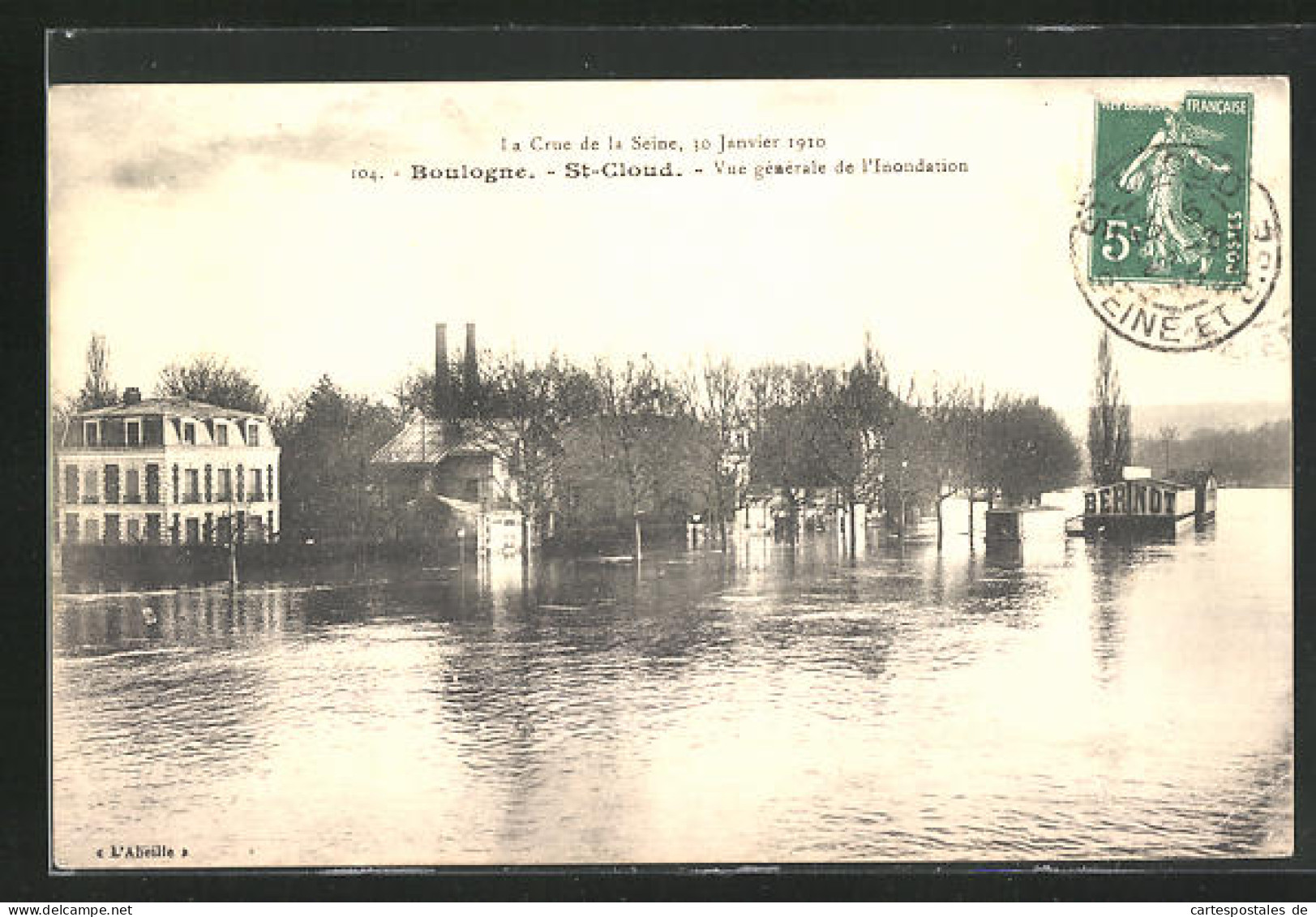 AK Hochwasser, Boulogne St-Cloud, Vue Generale De L`Inondations, La CXrue De La Seine  - Inondations