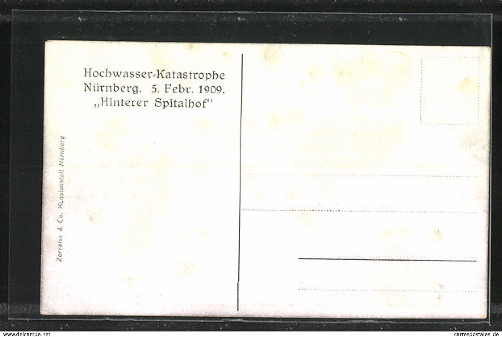 AK Hochwasser Nürnberg Am 05. Februar 1909, Im Hinteren Spitalhof  - Inondations