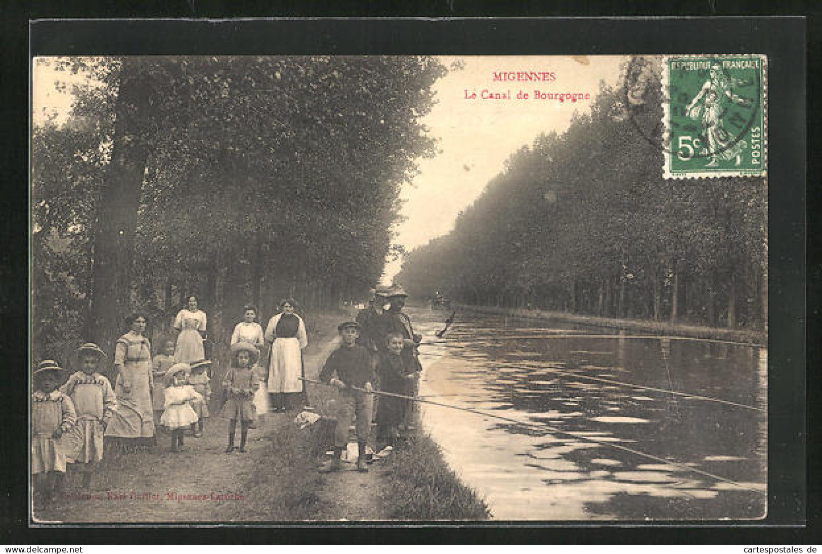 CPA Migennes, Le Canal De Bourgogne, Des Enfants Angeln Am Ufer  - Migennes
