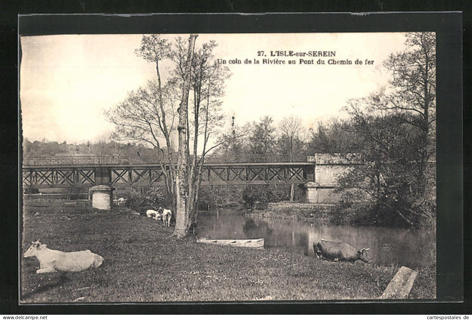 CPA L`Isle-sur-Serein, Un Coin De La Riviere Au Pont Du Chemin De Fer  - L'Isle Sur Serein