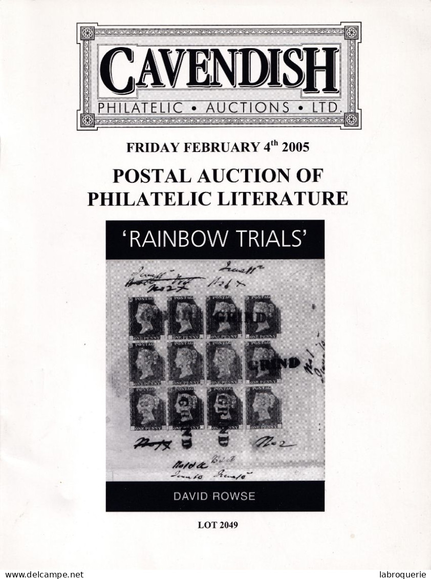 LIT - VO - CAVENDISH - LITTÉRATURE PHILATÉLIQUE - Catalogues For Auction Houses