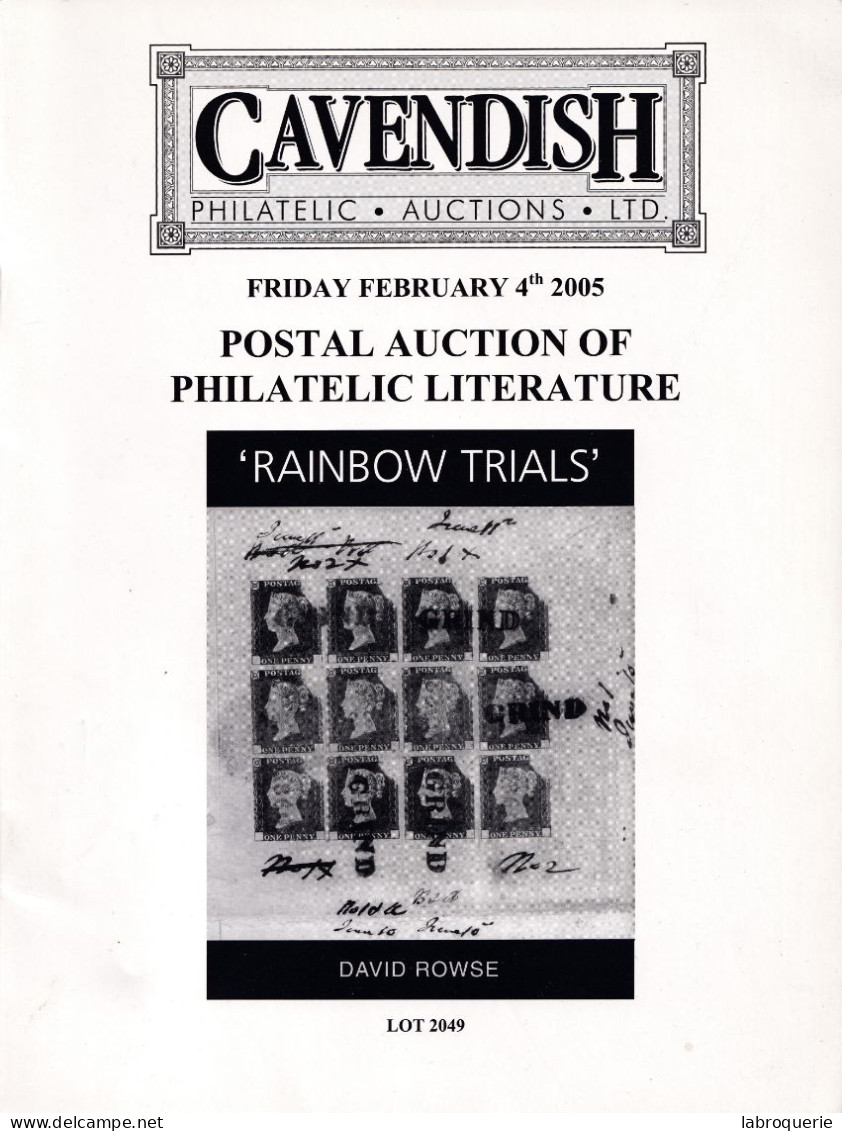 LIT - VO - CAVENDISH - LITTÉRATURE PHILATÉLIQUE - Catalogi Van Veilinghuizen