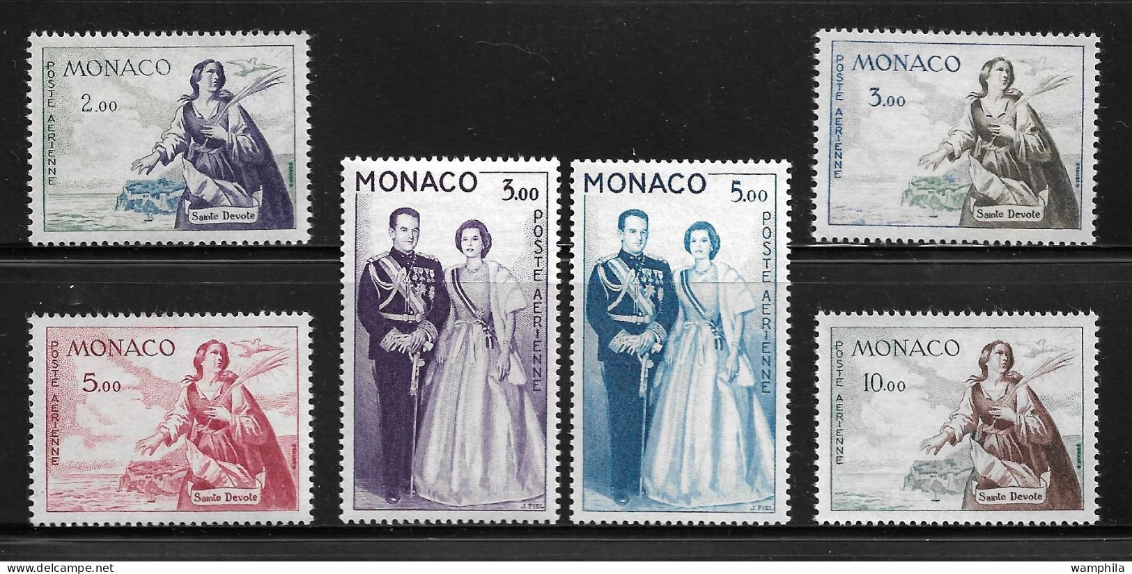 Monaco P.A N°73/78**, Sainte Dévote Et Couple Princier. Cote 130€ - Posta Aerea