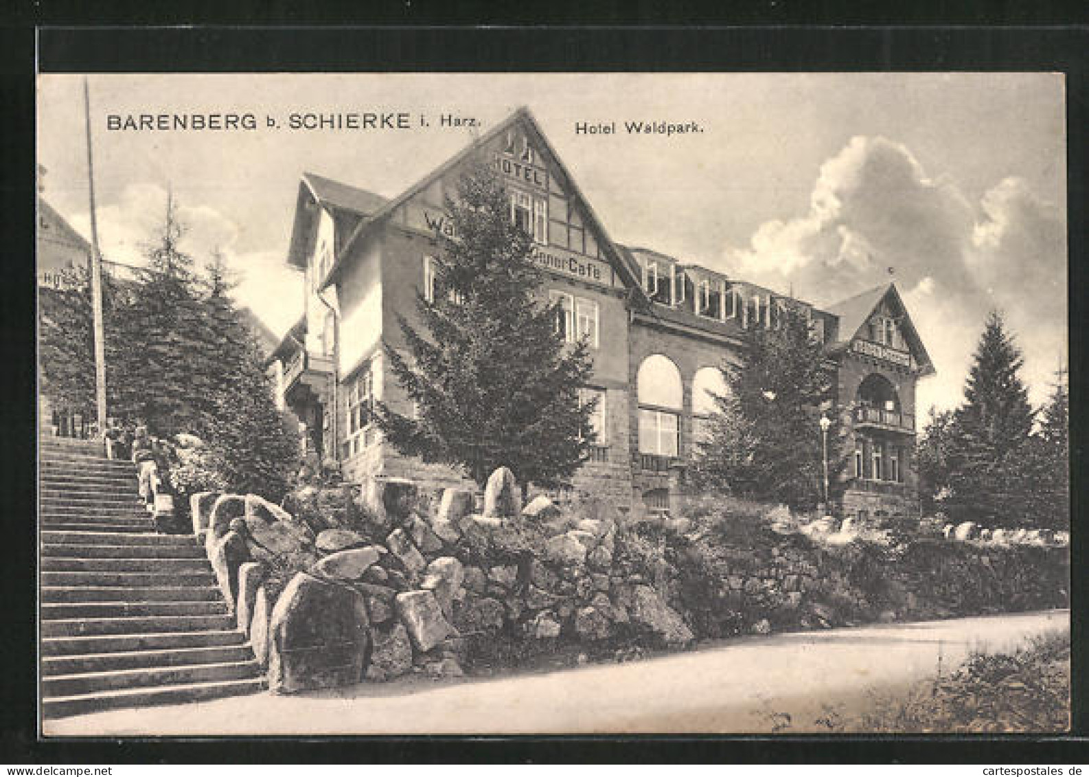 AK Schierke-Barenberg Im Harz, Treppenaufgang Am Hotel Waldpark  - Schierke