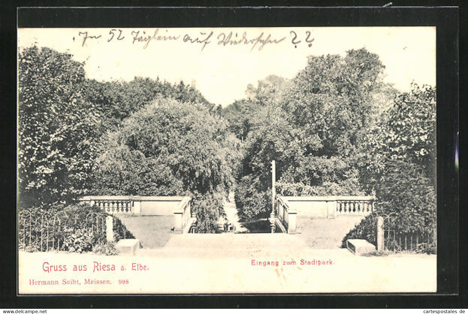 AK Riesa A.d. Elbe, Blick über Den Eingang Zum Stadtpark  - Riesa