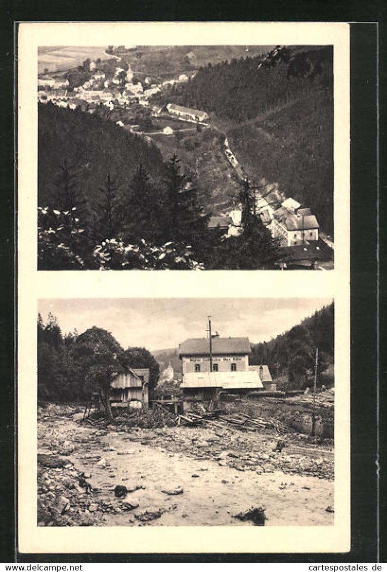 AK Bad Gottleuba, An Der Bärmühle, Ansicht Vor Und Nach Dem Unwetter Am 8. /9. Juli 1927  - Inondations