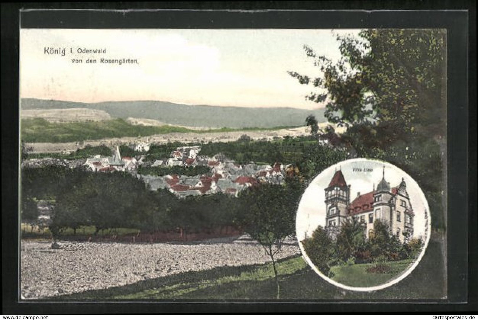 AK König / Odenwald, Pension Villa Lien, Gesamtansicht Vom Rosengarten  - Odenwald