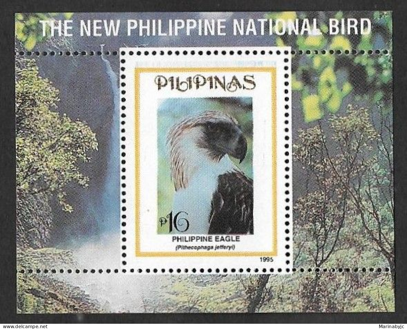 SD)1995 PHILIPPINES FAUNA, ADOPTION OF THE PHILIPPINE EAGLE AS NATIONAL BIRD, SOUVENIR SHEET, MNH - Filipinas