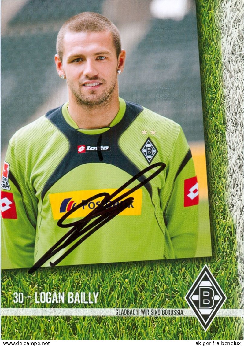 Fußball-Autogrammkarte AK Logan Bailly Borussia Mönchengladbach 09-10 Celtic Glasgow Neuchâtel Xamax FC Genk Mouscron - Handtekening