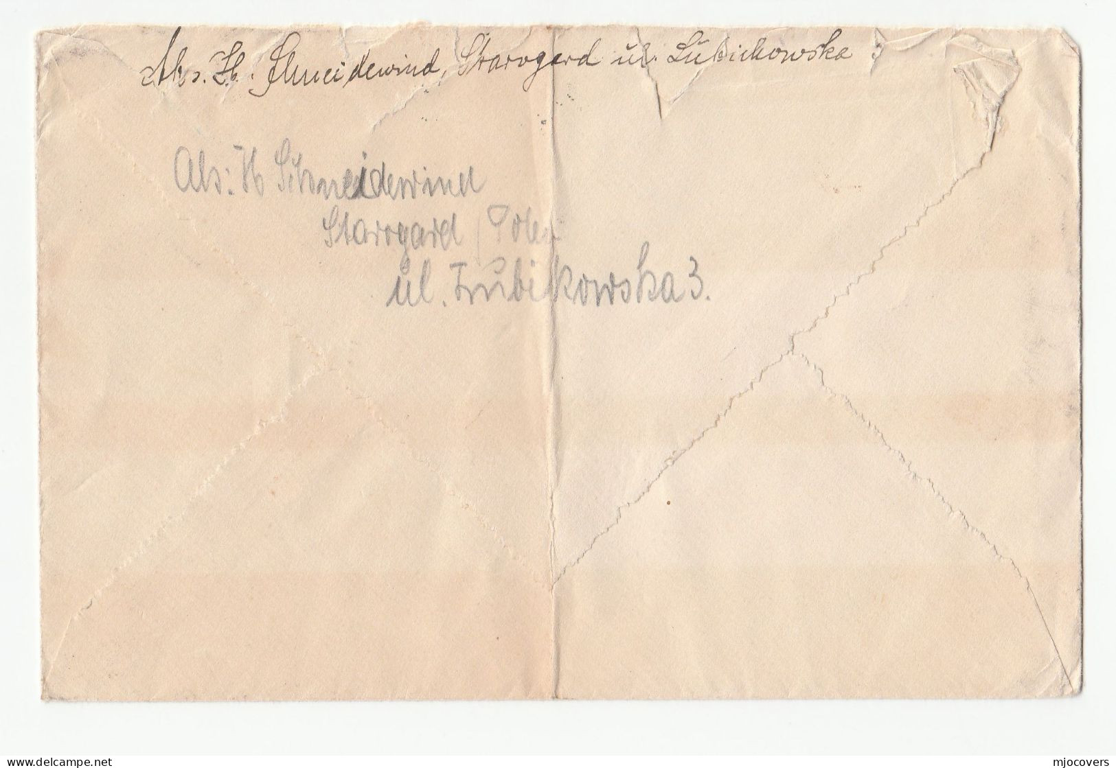 1936 Starogard POLAND REDIRECTED Cover Stamps - Lettres & Documents