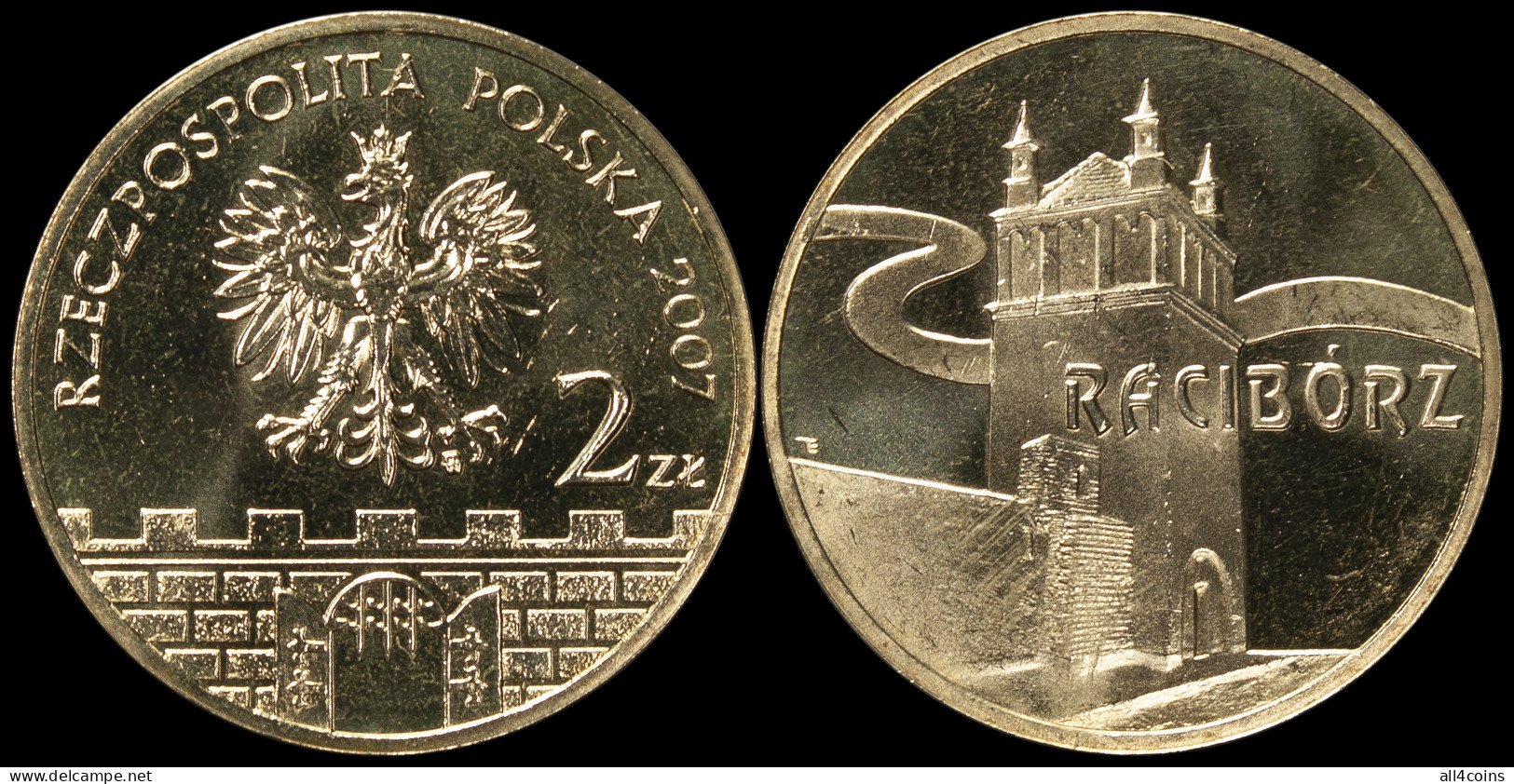 Poland. 2 Zloty. 2007 (Coin KM#Y.619. Unc) Historical City Raciborz - Poland