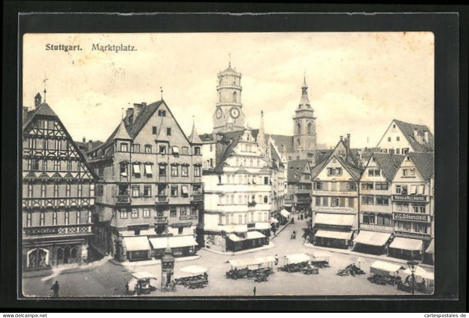 AK Stuttgart, Blick Auf Den Marktplatz  - Stuttgart