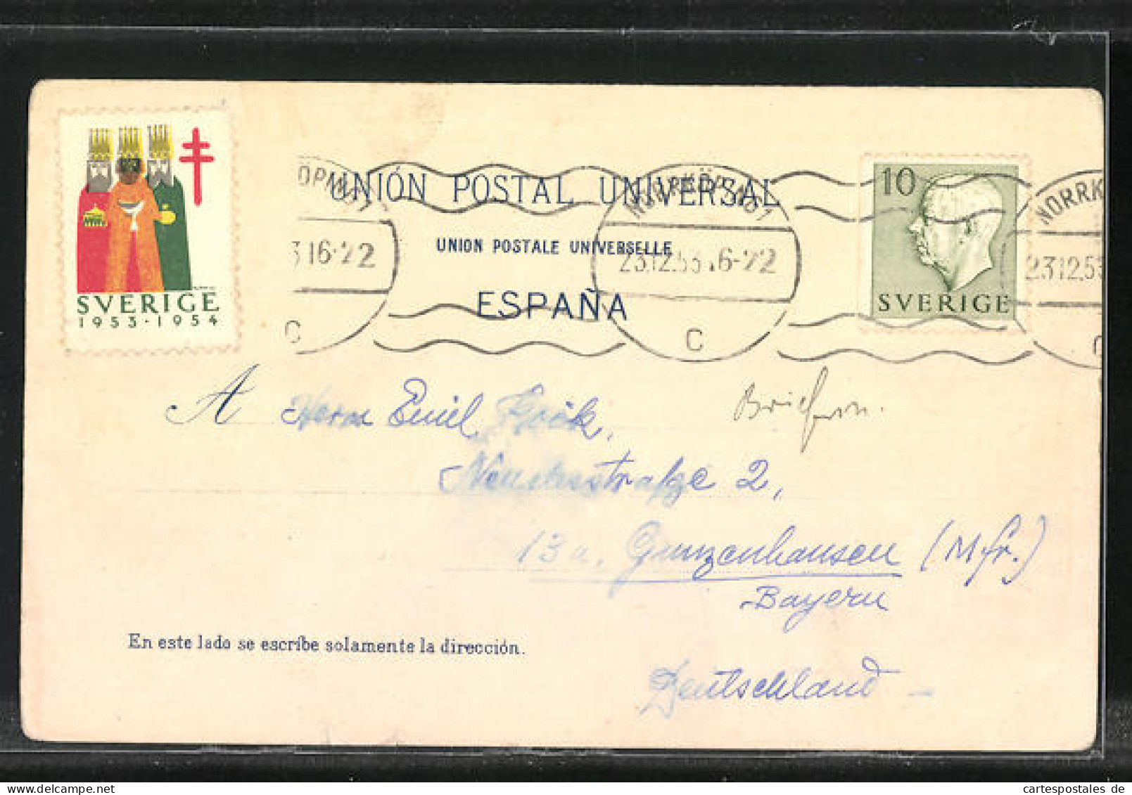AK Spanien, Briefmarken, Wappen  - Timbres (représentations)