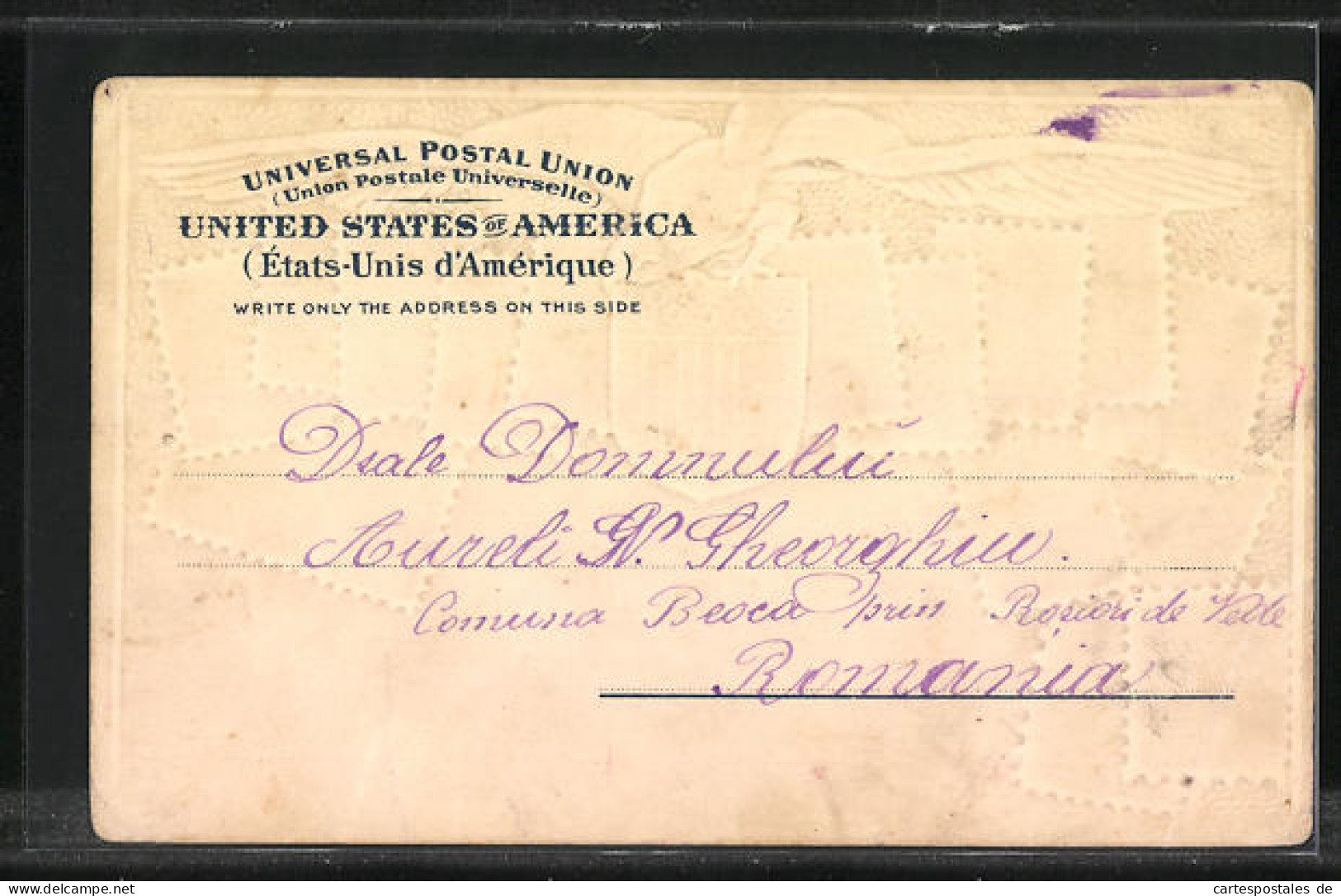 Präge-Lithographie United States Of America, Briefmarken Und Adler Mit Wappen  - Stamps (pictures)