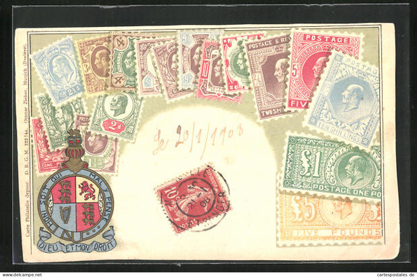 Künstler-AK England, Briefmarken Und Wappen  - Stamps (pictures)