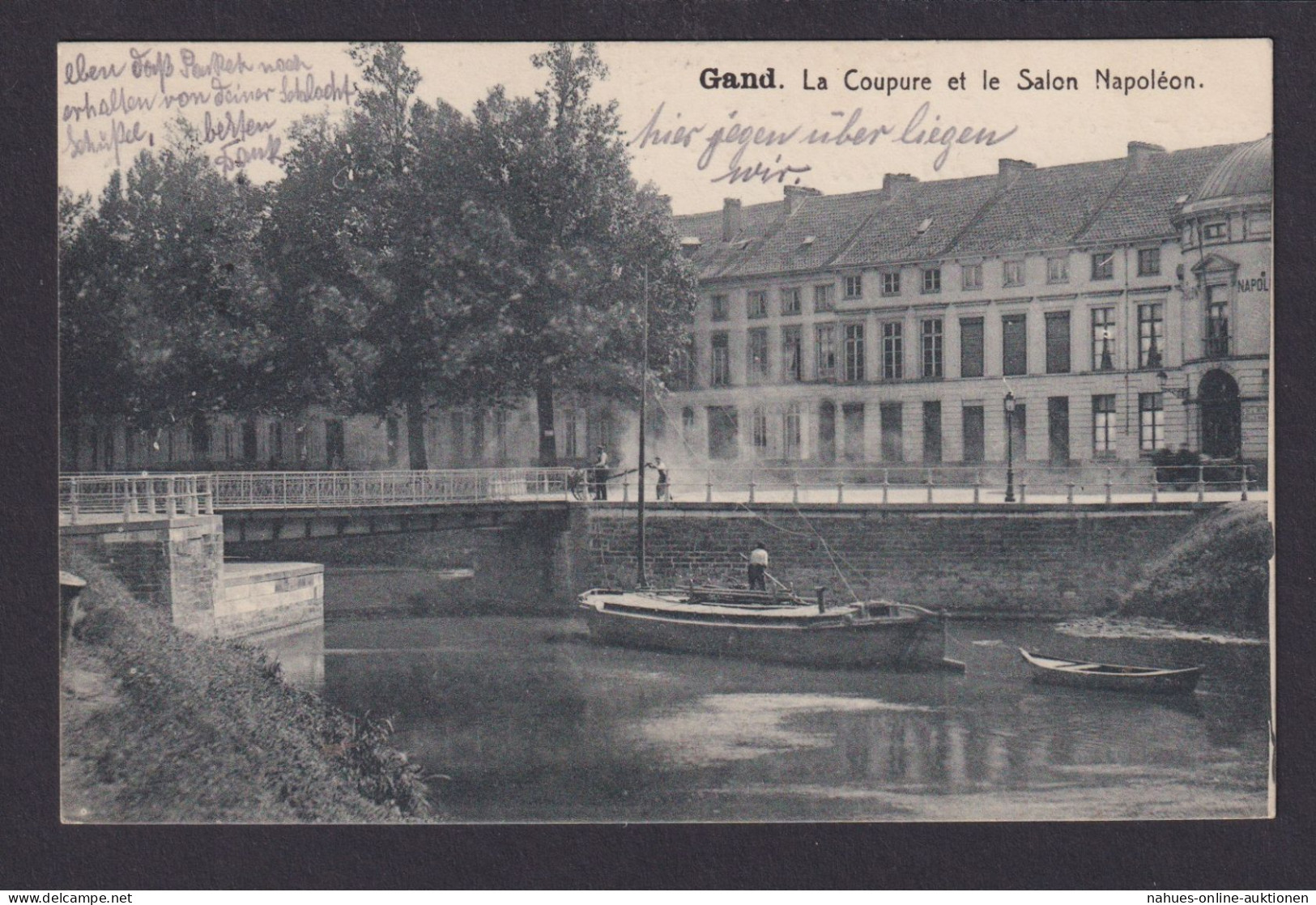 Gant Gent Belgien Ansichtskarte Feldpost Landst. Nürnberg Fluss Brücke Jena - Autres & Non Classés
