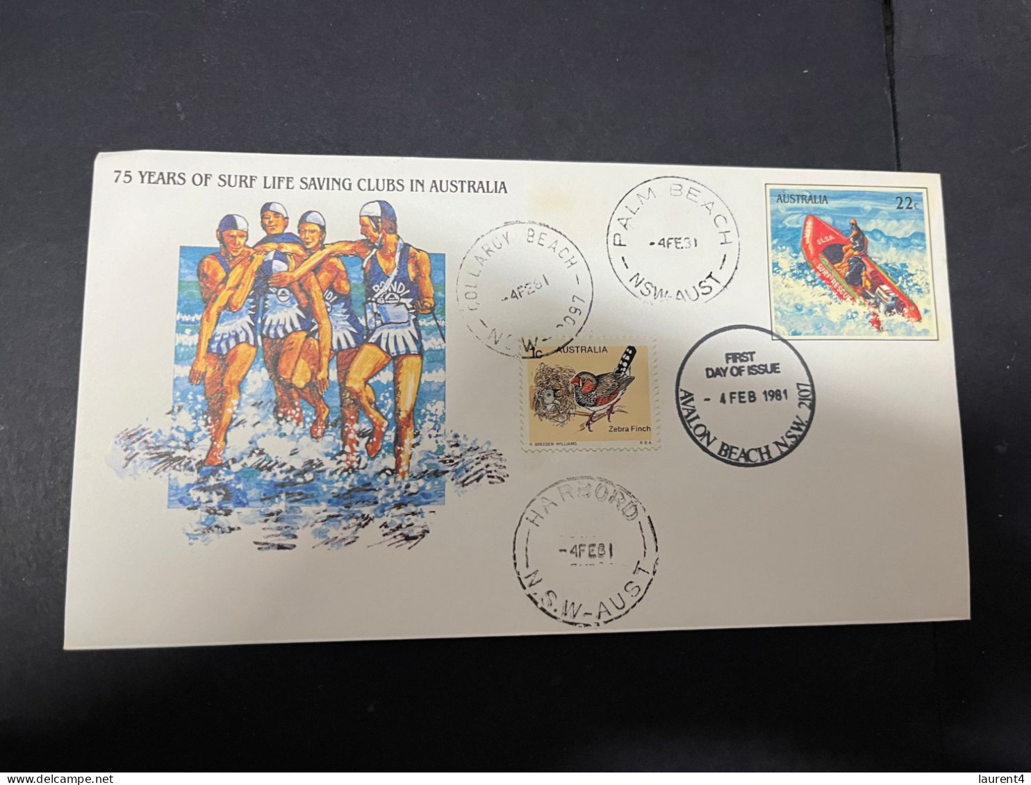 12-4-2024 (1 Z 44) Australia FDC - 75th Anniversary Of Life Surf Clubs In Austraia (2 Covers) 1981 - Sobre Primer Día (FDC)