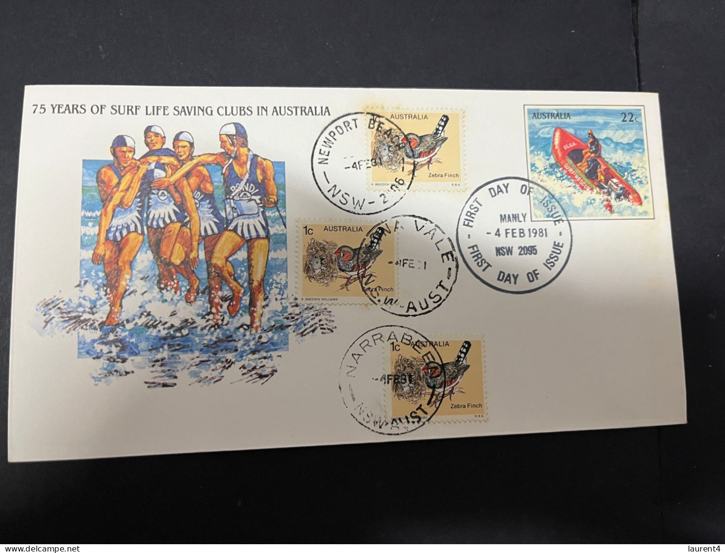 12-4-2024 (1 Z 44) Australia FDC - 75th Anniversary Of Life Surf Clubs In Austraia (2 Covers) 1981 - Sobre Primer Día (FDC)