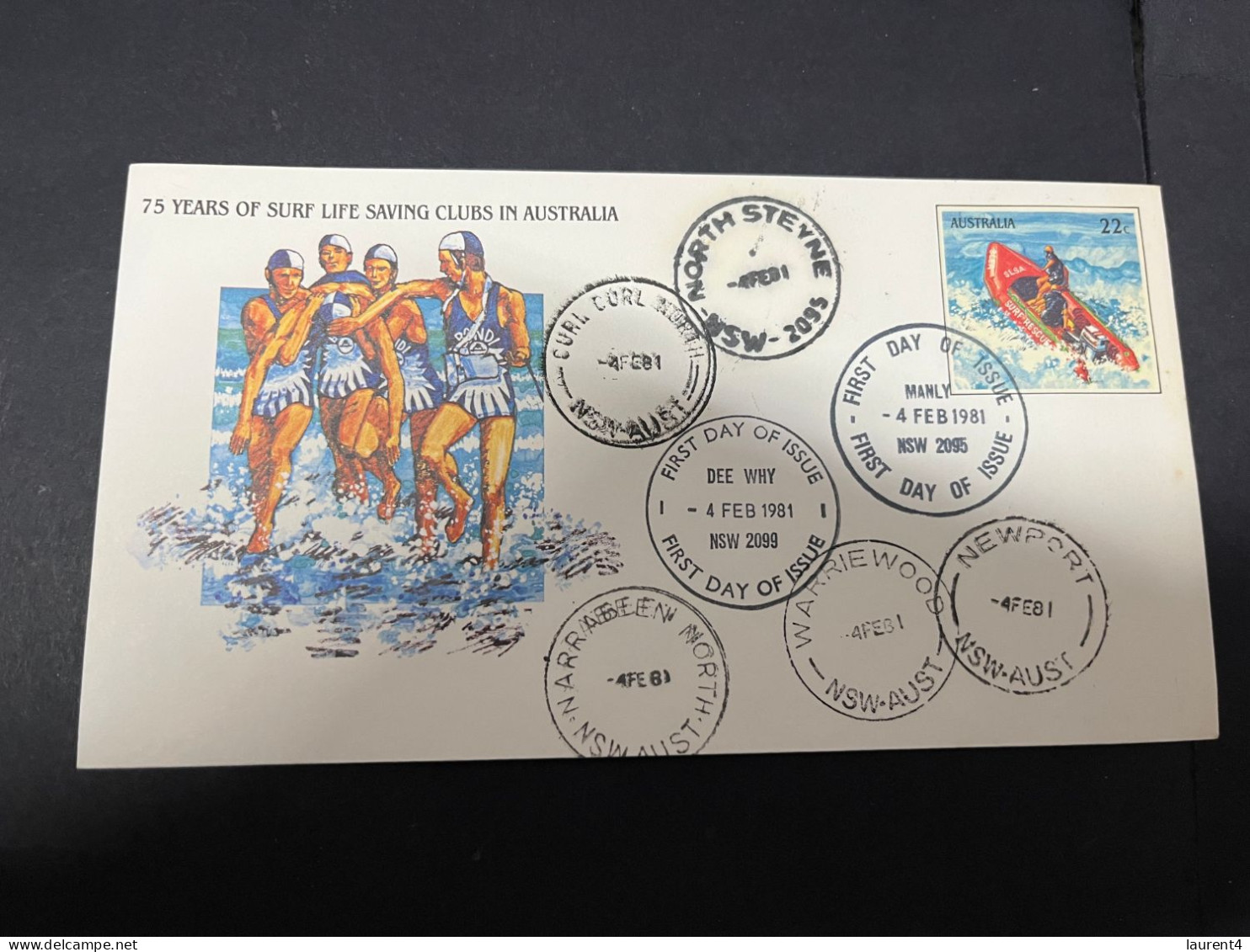 12-4-2024 (1 Z 44) Australia FDC - 75th Anniversary Of Life Surf Clubs In Austraia (1 Cover) 1981 - Premiers Jours (FDC)