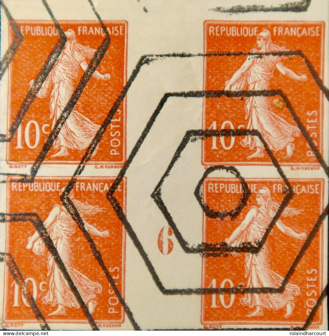 LP2943/95 - FRANCE - 1906 - TYPE SEMEUSE - N°135 Mill.6 Et Sans Millésime - BLOC N.D. ANNULE (HEXAGONES DES REBUT) - 1906-38 Säerin, Untergrund Glatt