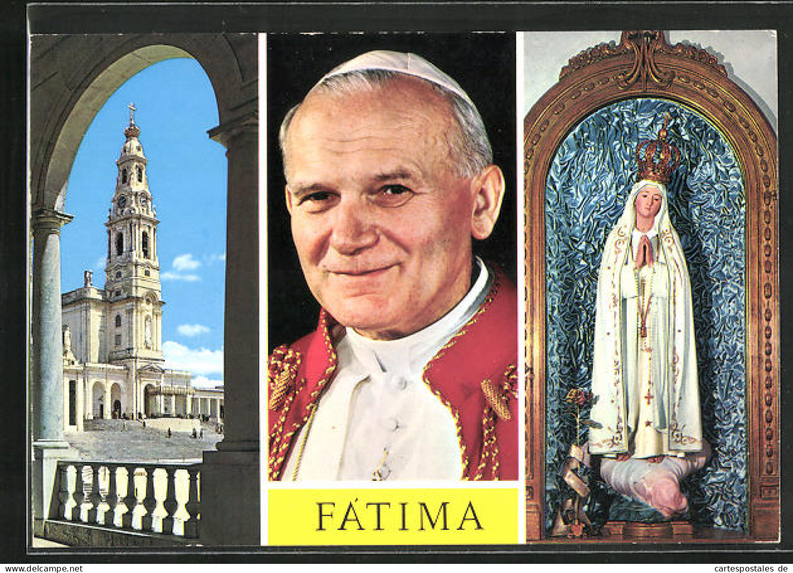 AK Papst Johannes Paul II. In Fatima, Kirche  - Papes
