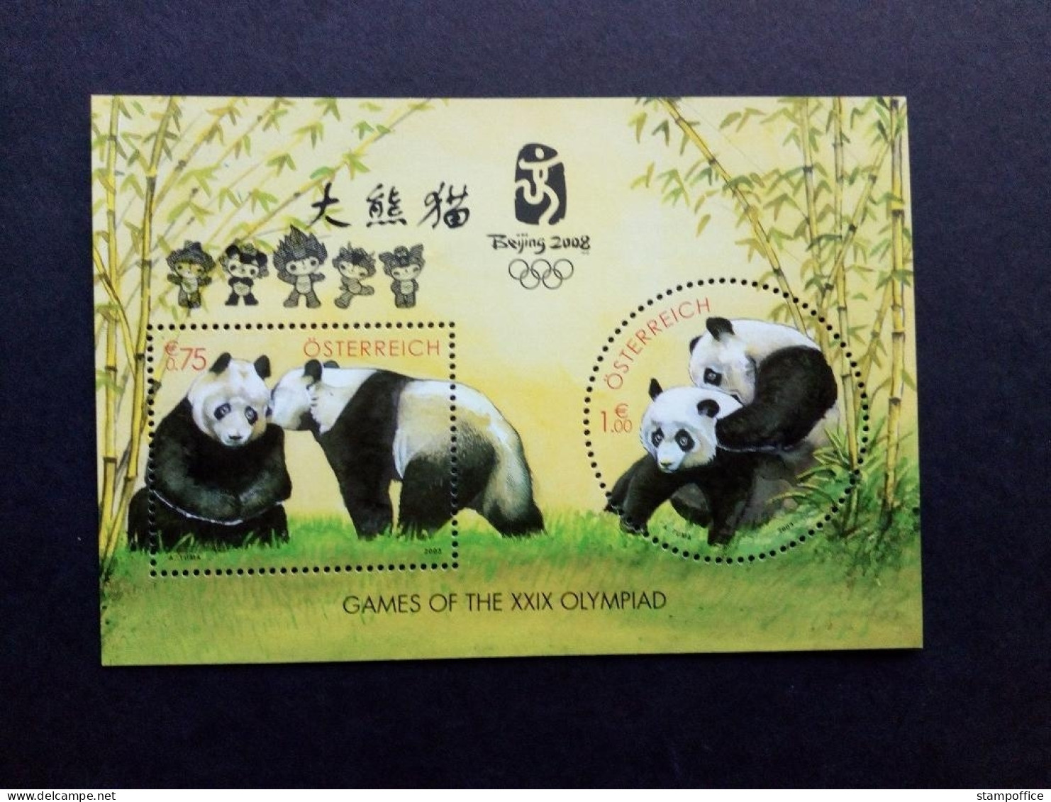 ÖSTERREICH BLOCK 18 POSTFRISCH(MINT) PANDA TIERGARTEN SCHÖNBRUNN MIT AUFDRUCK PEKING 2008 SOMMEROLYMPIADE - Ete 2008: Pékin