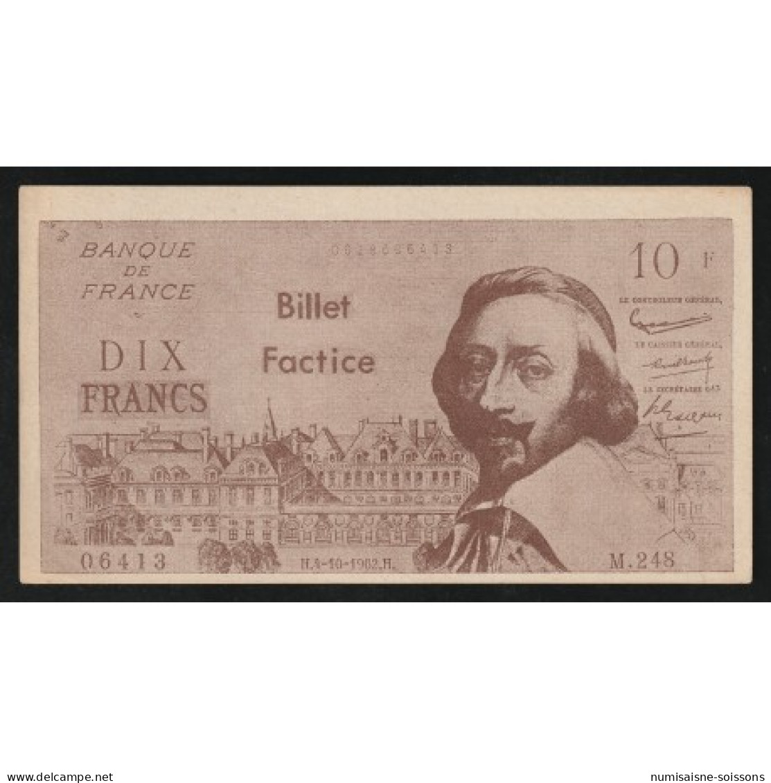 FRANCE - BILLET FACTICE - 10 FRANCS RICHELIEU - A USAGE SCOLAIRE - Fictifs & Spécimens